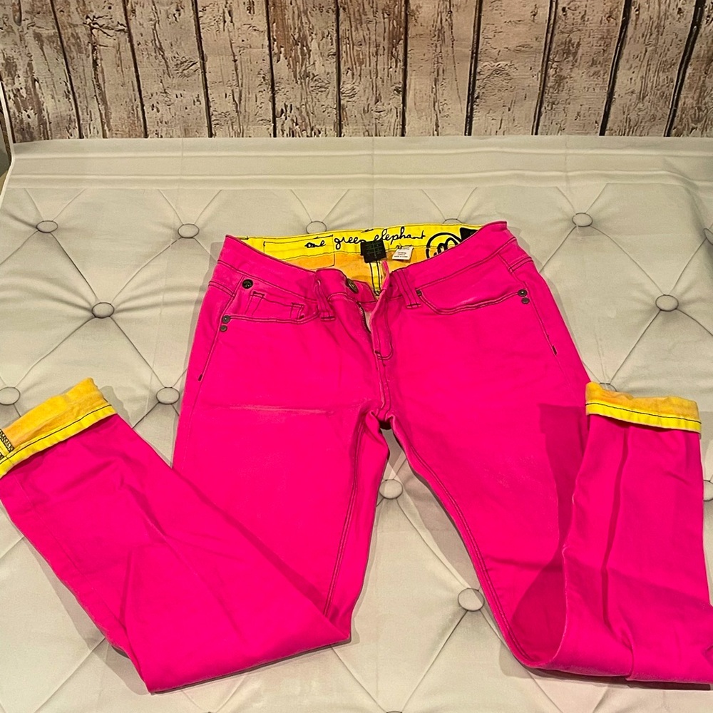 One green elephant pink jeans